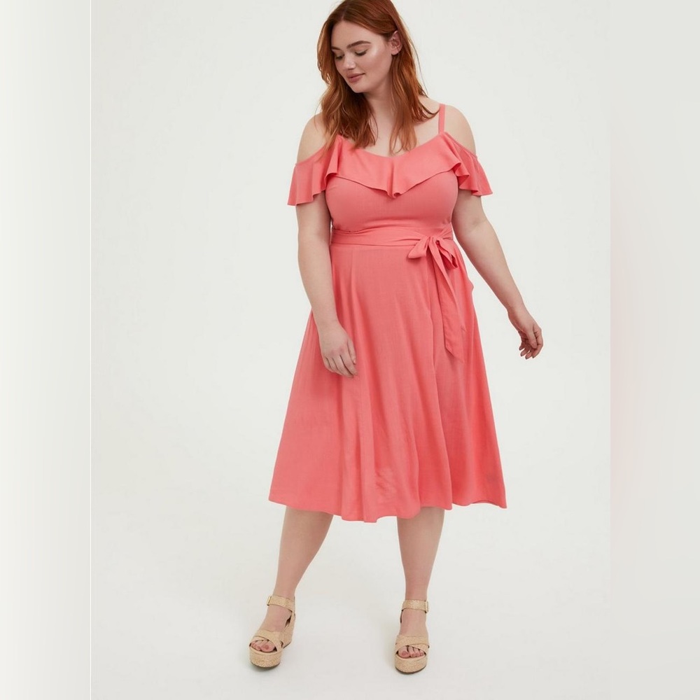 Torrid Coral Cold-Shoulder Dress